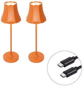 Sada 2 retro stolových lamp oranžových nabíjateľných IP44 - Granny