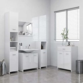 vidaXL 4-dielna súprava kúpeľňového nábytku vysokolesklá biela-