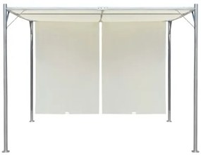 vidaXL Pergola s nastaviteľnou strechou krémovo-biela 3x3 m oceľová-
