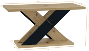 Konferenčný stolík Xalin (artisan + čierna). Vlastná spoľahlivá doprava až k Vám domov. 1055275