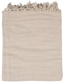 Béžový bavlnený pléd so strapcami - 125*150 cm