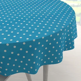 Biante Dekoračný okrúhly obrus Leona LN-021 Biele bodky na modrom Ø 120 cm