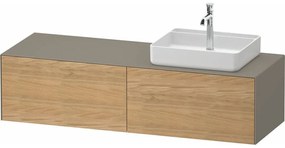 DURAVIT White Tulip závesná skrinka pod umývadlo na dosku (umývadlo vpravo), 2 zásuvky, 1600 x 550 x 408 mm, dub prírodný masív/kameňovo šedá matná, WT4864RH5920000