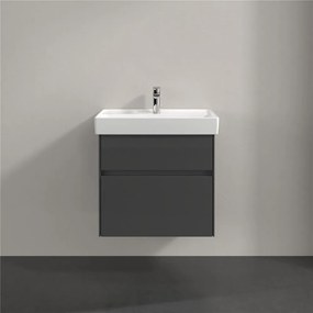 VILLEROY &amp; BOCH Collaro závesná skrinka pod umývadlo, 2 zásuvky, 604 x 444 x 546 mm, Glossy Grey, C00900FP