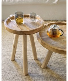 Okrúhly odkladací stolík z tíkového dreva ø 35 cm Glenda – Kave Home