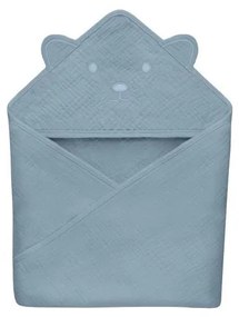 Lionelo - Detská mušelínová osuška s kapucňou Grey Sky