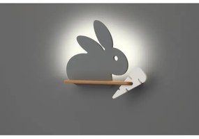 LED Detské nástenné svietidlo s poličkou RABBIT LED/4W/230V šedá/biela/drevo