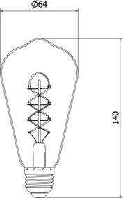 Mexen Vintis, LED filamentová žiarovka E27, ST64, 6 W, teplá biela 2200K, dymová, L162-E27-0622-70