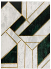 Koberec EMERALD exkluzívny 1015 glamour, styl marmur, geometrický fľaškovo zelený / zlatý