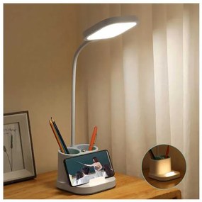 Stolná lampa Platinet 5 W, batéria + kalíšok + USB, biela