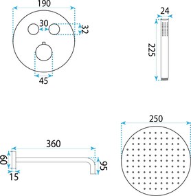 Rea Lungo Diamond, podomietková sprchová súprava s termostatickou batériou + BOX, REA-P6967