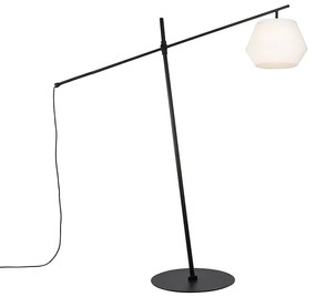 Dizajnová vonkajšia stojaca lampa čierna s bielym tienidlom IP44 - Robbert