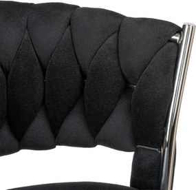 Barová stolička TRESSO Velvet čierna / strieborná