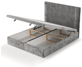 Sivá čalúnená dvojlôžková posteľ s úložným priestorom 160x200 cm Mavel – Maison de Rêve