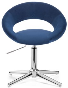 LuxuryForm DESIGN Stolička NAPOLI VELUR na striebornom kríži - modrá