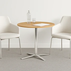 Konferenčný stolík AURA, priemer 80 cm, chróm podnož, orech