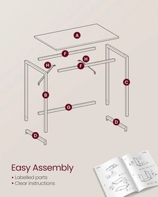 Písací stôl Kancelársky stôl 100 x 50 x 76 cm, ťavia hnedá, čierna farba