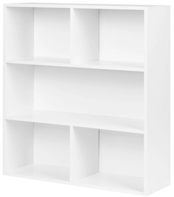 ModernHome Moderná stojaca knižnica do obývačky a spálne 3 úrovne biela ModernHome