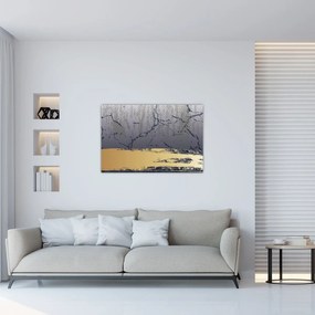 Obraz - Modrá a zlatá abstrakcia N⁰1 (90x60 cm)