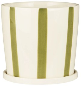 Ib Laursen Keramický obal na kvety Palermo Green Stripes Ø 16 cm