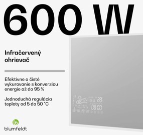 Blumfeldt Infračervený ohrievač, Smart Mirror, Infračervené žiarenie, 600 W, IP44