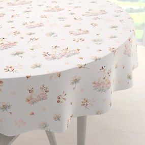 Biante Bavlnený okrúhly obrus Sandra SA-610 Labute medzi leknami na bielom Ø 130 cm