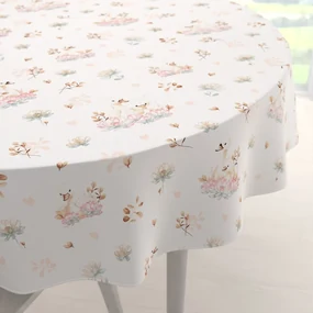 Biante Bavlnený okrúhly obrus Sandra SA-610 Labute medzi leknami na bielom Ø 80 cm
