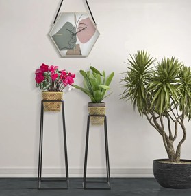 Sada 2 ks stojanů na květiny Square zlato-černá