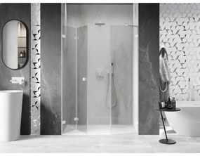 Mexen Lunar-F, skladacie ľavé sprchové dvere 115 cm, 8mm číre sklo, biely profil, 836S-115-050-20-00-L