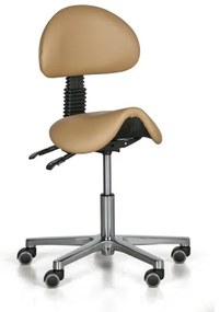 Pracovná stolička SHAWNA, sedák v tvare sedla, mäkké kolieska, béžová