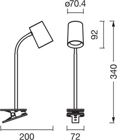 Osram - Stolná lampa s klipom DESK LINE 1xGU10/9W/230V sivá