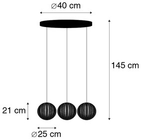 Moderné závesné svietidlo čierne 3-svetlo - Zoë