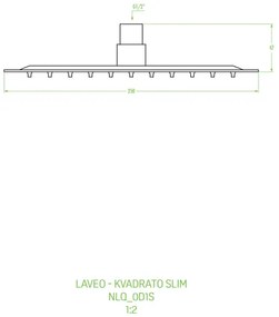 Laveo Kvadrato, horná/hlavová sprcha 250x250 mm, štvorec, chrómová, LAV-NLQ_0D1S