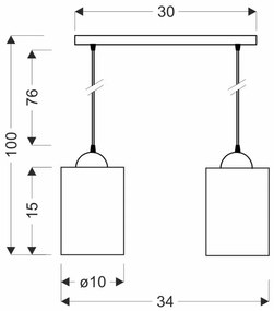 Candellux Čierno-hnedý závesný luster Bistro pre žiarovku 2x E27 32-00538