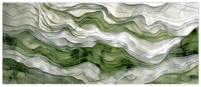 Obraz - Zelenobiele vlnky (120x50 cm)