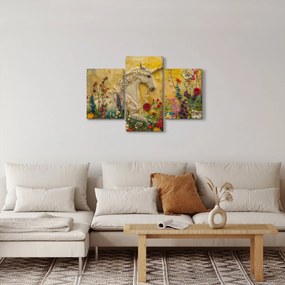 Obraz - Jednorožec s kvetinami (90x60 cm)