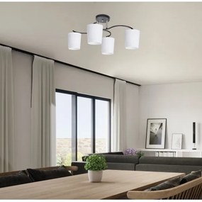 Luster na tyči ESNYR 4xE27/40W/230V čierna/biela