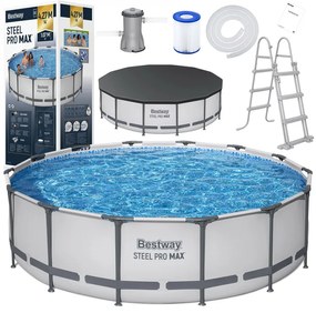 Rámový záhradný  bazén Bestway STEEL-PRO MAX™ s rozmermi 427 x 107 cm  11 v 1 56950