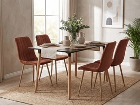 Gaštanovohnedá zamatová stolička LAVA