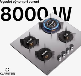 Klarstein Goldflame 4, plynová varná doska, 4 horáky, sebestačná, zemný plyn/propán, nehrdzavejúca oceľ