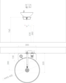 Sapho Tetris, nástenné okrúhle umývadlo s držiakom pre podomietkovou batériu, 415x140mm, biela, TZ429-02