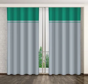 Sivý dekoračný záves s tyrkysovým pruhom Dĺžka: 250 cm