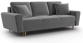 Svetlosivá zamatová rozkladacia/s úložným priestorom pohovka 235 cm Kyoto – Cosmopolitan Design