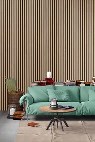 Drevený akustický panel, 2400 x 600 mm, B2BP006, dub morený