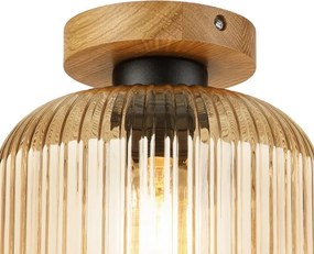 Stropné svietidlo MILOU WOOD 1xE27/15W/230V dub/dymová béžová, priemer 20 cm