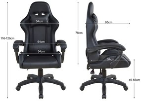 Ergonomická kancelárska stolička s vankúšikmi, čierná