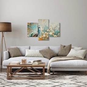Obraz - Páv so zlatým dekorom (90x60 cm)