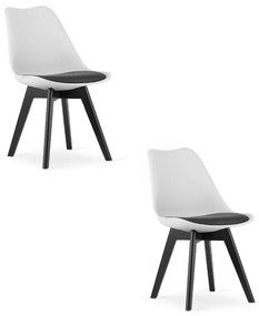 Set dvoch jedálenských stoličiek MARK biely / čierny - čierne nohy (2 ks)