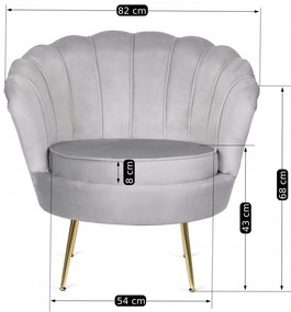 PROXIMA.store - Glamour kreslo ANGEL FARBA: sivá