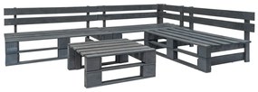 4-dielna záhradná sedacia súprava, palety, drevo, sivá 276314